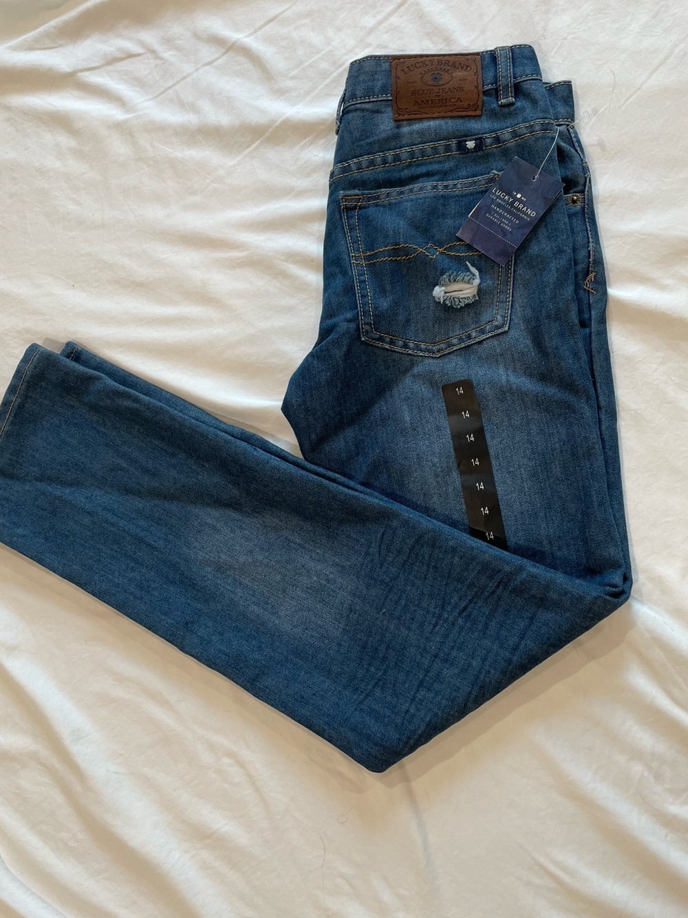 Lucky Brand Women’s Dark Blue Billy Straight Jeans with Subtle Distress